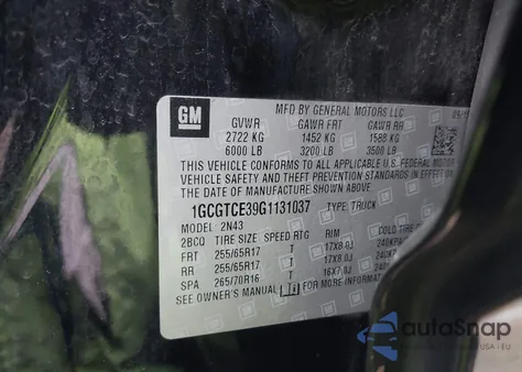 2016 Chevrolet Colorado Lt из США, поврежденный, VIN 1GCGTCE39G1131037